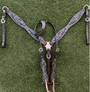 Têtière en cuir pour cheval avec imprimé léopard et accents en strass, équipement d'équitation western - Product Image 4