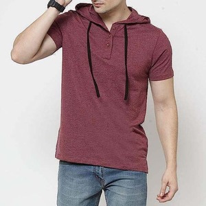 เสื้อยืดแขนสั้นมีฮู้ดผู้ชาย สีพื้น ผ้าฝ้าย สวมใส่สบายๆ ในฤดูร้อน ทรงปกติ ผ้าถัก ระบายอากาศได้ดี - Product Image 4