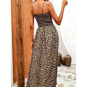 Robe longue Supreme à imprimé léopard pour femmes, col enveloppant à bretelles, taille élastique, 32395 - Product Image 3