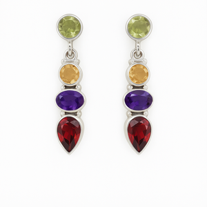 Pendientes Largos de Plata de Ley 925 de Alta Calidad, Chapados en Rodio, Estilo Bohemio, con Múltiples Formas y Piedras Preciosas, para Mujer, Ideales para Fiestas - Product Image 1