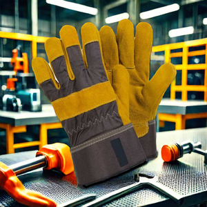 ร้อนขาย Cowhide แยกหนังถุงมือทำงานที่กำหนดเองความปลอดภัยอุตสาหกรรมคู่ปาล์ม - Product Image 1