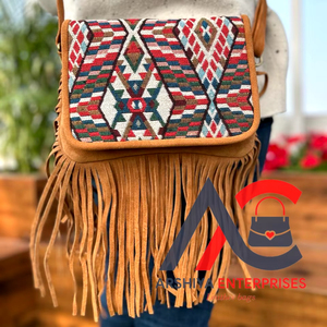 Nouveau fait à la main Offre Spéciale Jacquard daim cuir frange sac à bandoulière multi-usage nouveau Design Vintage sac à bandoulière pas cher taux produit en vrac - Product Image 1