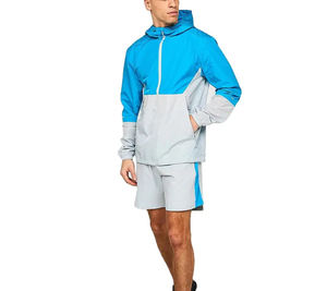 Dernier modèle de survêtement coupe-vent 2025 pour homme, ensemble court deux pièces avec fermeture éclair et capuche, ensemble short coupe-vent pour l'été - Product Image 1