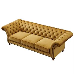 Nuevo Sofá de Esponja Reclinable en Forma de L, de Tres Plazas, Estilo Chesterfield, Tapizado en Tela, Color Amarillo Claro, Moderno y Lujoso, Estilo Europeo, para Sala de Estar, 2025 - Product Image 3