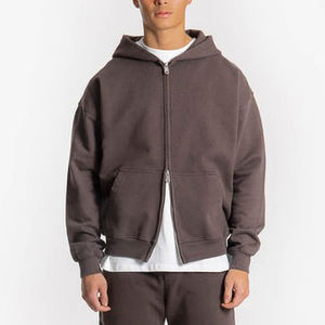 Sudadera con capucha extragrande con cremallera y lavado ácido para hombre, 500GSM, de algodón grueso, personalizada, OEM, marca privada, fabricante de fábrica - Product Image 3