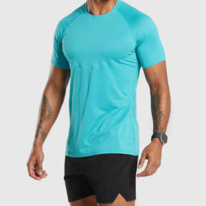 T-shirt de sport pour homme 2025 de qualité supérieure, 100 % coton, avec design de col musculaire, respirant, en tissu jersey 300g - Product Image 3