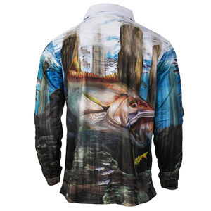2024 nuevo diseño de manga larga cuello redondo para hombres polos de pesca personalizados tela de algodón sublimación tamaño XXS poliéster ropa de pesca - Product Image 4