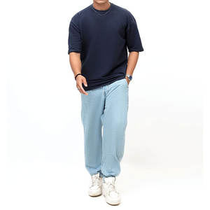 Design personnalisé surdimensionné denim délavé T-shirt chemises respirantes de haute qualité sérigraphié T-shirts tenue décontracté 100% coton tissu - Product Image 1