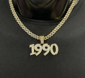 Número personalizado redondo VVS diamante Hip Hop colgante, plata esterlina Iced Out colgante, encanto número diamante Hip Hop colgante - Product Image 2