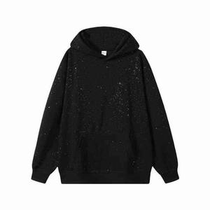 Sweat à capuche pour hommes 400GSM Heavyweight Fleece avec logo personnalisé Superbe pull à capuche entièrement recouvert de strass vierge avec cordon de serrage - Product Image 1