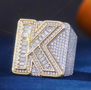 Anillo de Hip Hop de diamante cultivado Leb de corte Baguette y redondo de Plata de Ley 925 más vendido para hombres, joyería fina recién llegada - Product Image 1