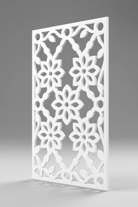 Decorative CNC Cut PVC Privacy Screen Room Divider Panel Floral Lattice 600 x 1000 mm Made in Germany - Product Image 1
