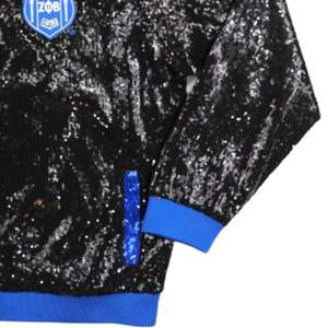 Chaqueta de lentejuelas Zeta Phi Beta Sorority Negro Azul personalizado griego vida ropa bordada Crest ZPB 1920 Sparkle Varsity Party Wear - Product Image 4