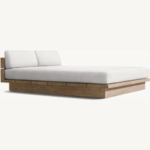 Tumbona doble para relajarse con tu pareja en un estilo moderno, hecha de madera de teca de calidad, equipada con cojines suaves. - Product Image 2