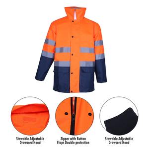 300D Oxford Impermeable Poliéster Ropa de Trabajo Construcción Chaqueta de Tráfico Alta Visibilidad Reflectante Seguridad Personalizable Antiestático - Product Image 2