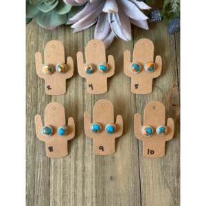 Boucles d'oreilles pendantes Navajo en argent sterling et turquoise Mohave - Product Image 1