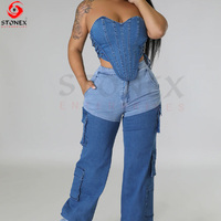 Ensemble deux pièces pour femme : chemise en jean et short taille haute, directement du fabricant, avec emballage et marque personnalisés