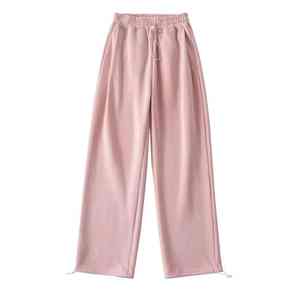 กางเกงซับเหงื่อปล่อยหนาวแบบลำลองสำหรับฤดูหนาวผ้าฟลีซผ้าฝ้าย100% เป็นมิตรกับสิ่งแวดล้อมมีเชือกรูดเอวสูงทรงหลวม - Product Image 2