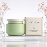Pot cosmétique en plastique HDPE doux au toucher de 250 ml (8 oz) avec bouchon à vis, conteneur vert personnalisé à large ouverture pour beurre corporel et crème visage
