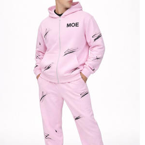 Sudadera con capucha y cremallera de mezcla de algodón grueso para hombre, 420 GSM, forro polar, corte holgado, estilo urbano con estampado personalizado, suministro OEM - Product Image 3