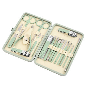 Ensemble de manucure et pédicure professionnel portable en acier inoxydable vert pour enfant, 18 pièces - Product Image 3