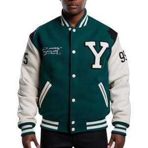 Chaqueta Varsity Bordada para Hombre, Nueva Moda, Bordado Personalizado, Cuello Alto, Mangas Largas, Tela de Lana, Resistente al Viento - Product Image 1