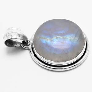 Pendentif rond en pierre de lune arc-en-ciel en argent sterling 925 avec placage à l'or cadeau de mariage parfait pour l'amour 925 bijoux estampillés - Product Image 3