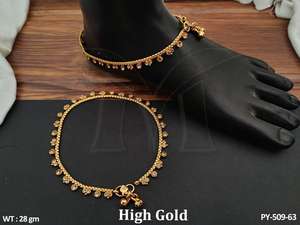 Fancy Style Antique Designer Wear High Gold Polish <b>Jewellery</b> Plain Gold Design Jewelry <b>Sets</b> Accessories Women Antique Payal - Product Image 4