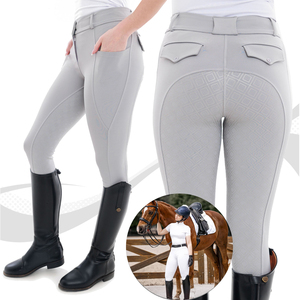Obtenez des jodhpurs et des culottes d'équitation personnalisés pour femmes en gros, obtenez des leggings d'équitation personnalisés avec poche et extensible doux - Product Image 4