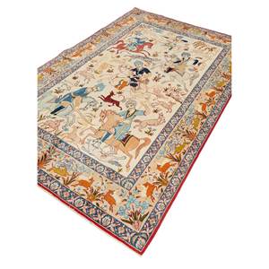 Alfombra de Lana Anudada a Mano Aalam Pae-5104, Color Marfil, Estilo Tabriz, Rectangular con Diseño Novedoso para Decoración de Sala de Estar y Pasillo - Product Image 2