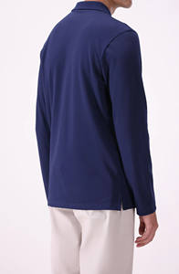 Logo personnalisé en gros confortable 100% coton piqué à manches longues décontracté hommes polo chemise demi-quart fermeture éclair polo - Product Image 2