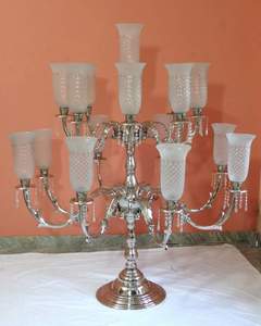 Hot Shiny Polish Nickel Plated Fancy Wedding Centerpiece Tabletop Decorative Large <b>Candelabra</b> Vintage Premium Quality <b>Candelabra</b> - Product Image 3
