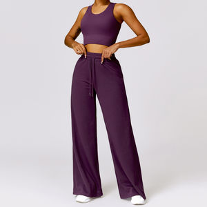 Trajes de gimnasio de alta calidad para mujer, pantalones cortos sin mangas acanalados, mallas de Yoga de cintura alta XL, trajes de entrenamiento elásticos, ajuste sólido sin costuras - Product Image 6