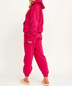 Women's Custom Solid Pattern Sweatsuit Jogger <b>Sets</b> Wholesale Cheap Price Casual Style Clothing Tracksuits for Women - Product Image 4