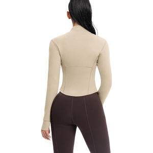 Veste de sport extensible pour femme, fermeture éclair intégrale, haut léger, vêtements de yoga doux, entraînement confortable, tissu en nylon et élasthanne - Product Image 3