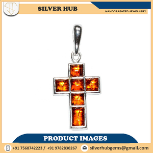 925 Sterling Silver Baltic <b>Amber</b> Stone Cross <b>Pendant</b> Jewelry For Sale In Wholesale Price Multi Gemstone <b>Pendant</b> Gift For Women - Product Image 2
