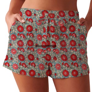 Women's Summer Loungewear Cotton Block Print Shorts Beach Girls Collection <b>Baby</b> Doll Style Summer Block Print Women's Shorts - Product Image 2
