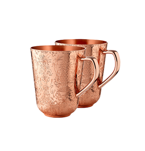 Mug à eau de forme ronde au design antique avec du cuivre de bonne qualité, mug à jus de citron vert et de menthe au meilleur prix en Inde - Product Image 1