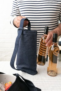 Ensemble de 2 sacs en jute de taille moyenne, faits à la main, au design uni, parfaits pour les bouteilles, sacs fourre-tout en toile naturelle de première qualité - Product Image 2