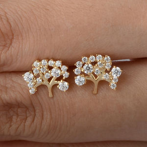 Boucles d'oreilles en or massif 14 carats faites à la main pour femmes Style élégant simple pour fête de mariage ou cadeau - Product Image 5