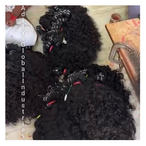 Meilleure offre 2025 extensions de cheveux indiens bouclés naturels alignés sur les cuticules brutes recueillies à partir de cheveux du temple non transformés d'un seul donneur - Product Image 1