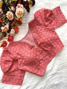 Blouses occidentales indiennes Designer fantaisie coton dernier concepteur exclusif manches bouffantes Readymade Saree BLOUSE dernière exclusivité - Product Image 2