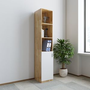 Modern Minimalist 40x40x220cm Rubber Wood Filing Cabinet with 1 Bottom Door THS68020 Freestanding Movable for Office Workshop - Product Image 3