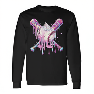 Camiseta de manga larga para jóvenes con estampado de béisbol y helado, unisex, cuello redondo, impresión digital, deportes y juegos - Product Image 2