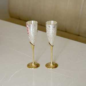 Premium Brass <b>Wine</b> Glasses with Velvet Storage Box Elegant Handmade <b>Wine</b> Goblet <b>Set</b> for Wedding <b>Gift</b> Home Decor and Fine Dining - Product Image 2