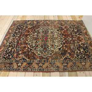 Tapis turc, tapis vintage 5,1x6,7 pieds, tapis en laine marron à motifs floraux - Product Image 2