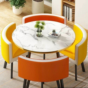 Tiết kiệm không gian nhà hàng hiện đại bàn ghế 4 chỗ ngồi quán cà phê căn hộ nhỏ Kim Loại Cơ sở MDF đá cẩm thạch bàn ăn ghế - Product Image 2