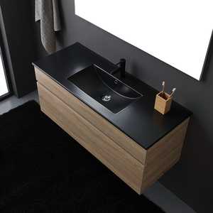 Mobile da Bagno Effetto Legno di Quercia da 120cm con Lavabo Singolo Nero Shanghai, Set per Bagno - Product Image 3