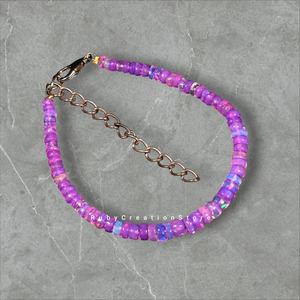 Bracelet en opale éthiopienne naturelle perlée 3x5mm 8 pouces réglable Bijoux en pierres précieuses bohèmes Pierre de naissance d'octobre Cadeau pour femmes - Product Image 2