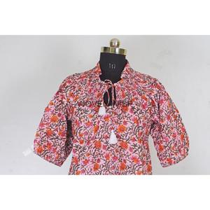 100% coton imprimé fleuri court femmes tenue décontractée nuit sommeil porter dressing Maxi robe plage porter robe indien main bloc - Product Image 5